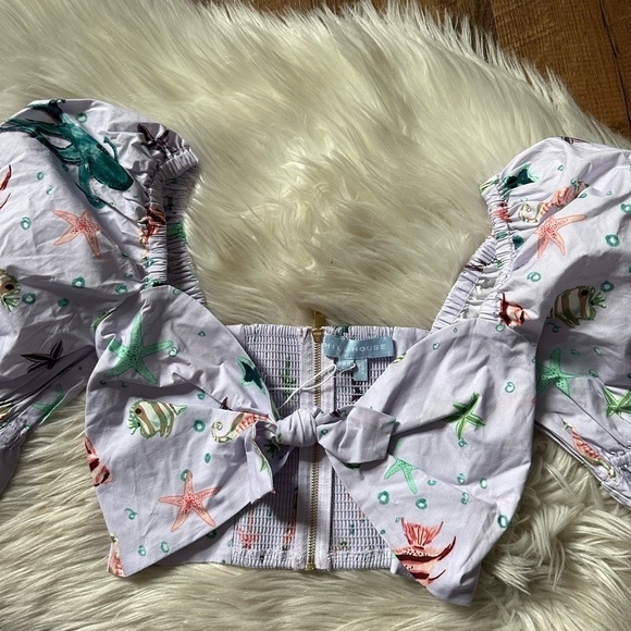 HILL HOUSE The Isabella Top In Sea Creatures - Picture 5 of 6